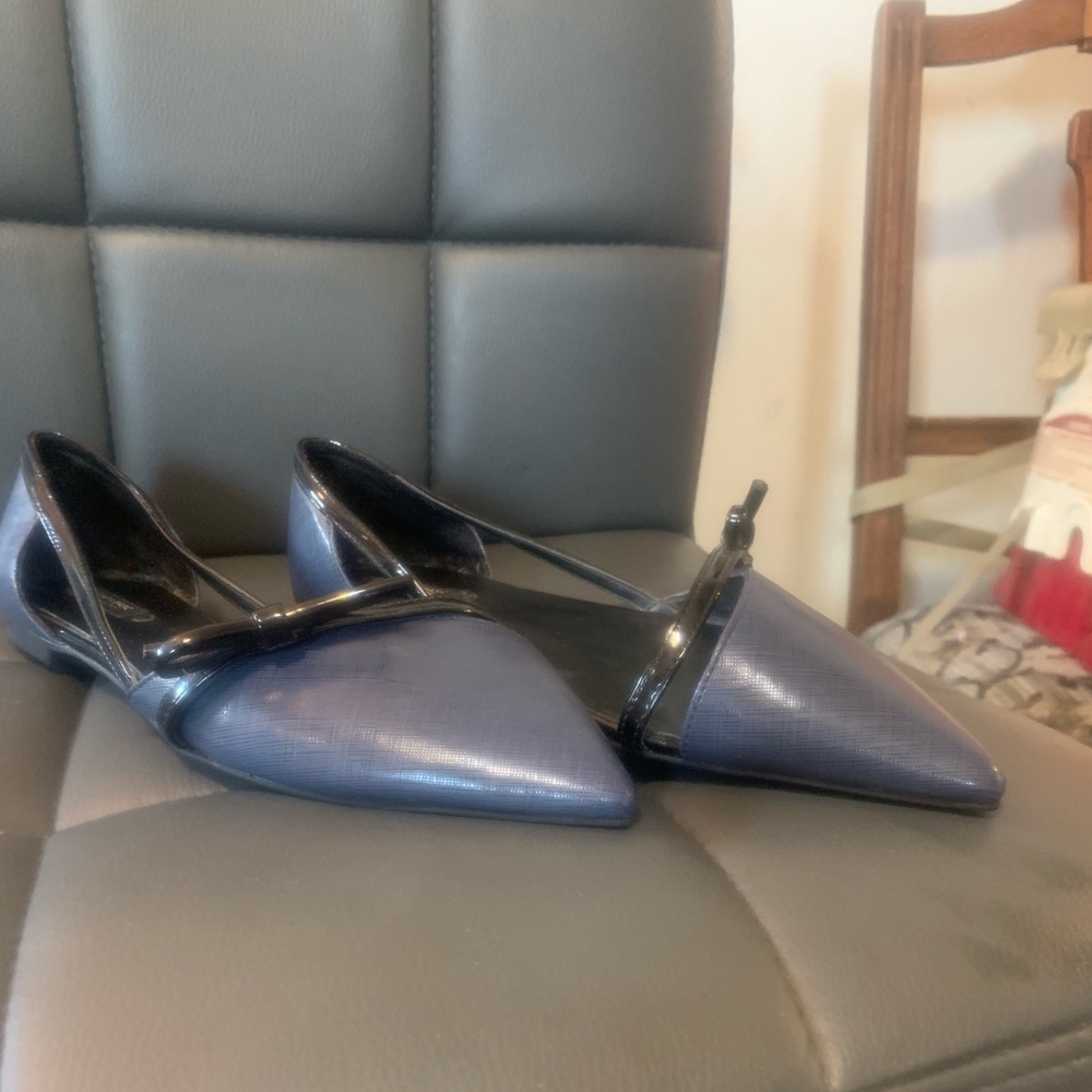 Zara blue/black D’orsay Flats 40 new!!